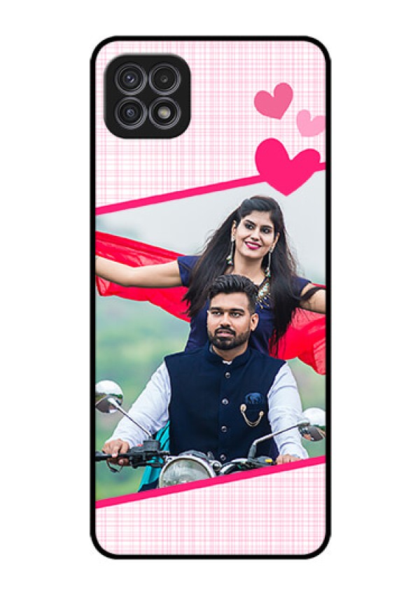 Galaxy A22 5G Custom Glass Phone Case - Love Shape Heart Design