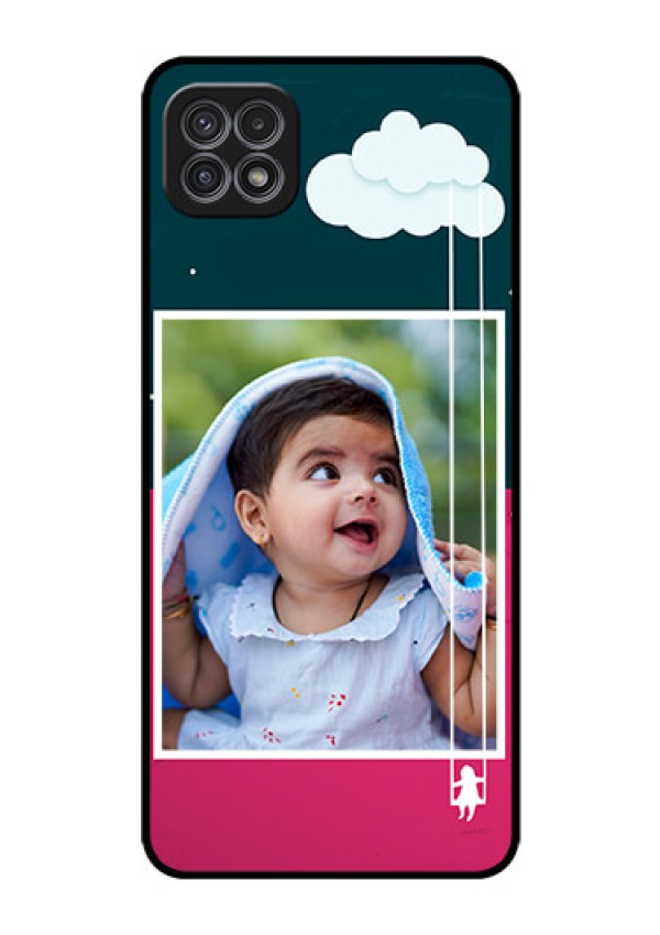 Galaxy A22 5G Custom Glass Phone Case - Cute Girl with Cloud Design