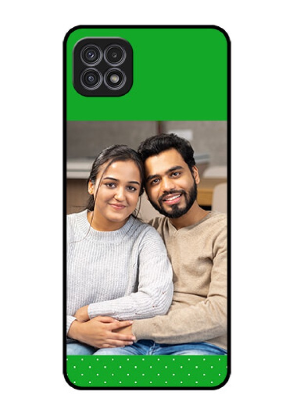 Galaxy A22 5G Personalized Glass Phone Case - Green Pattern Design