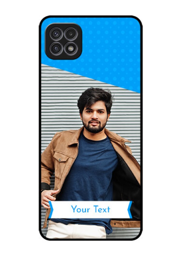 Galaxy A22 5G Photo Printing on Glass Case - Simple Blue Color Design
