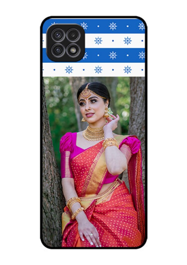 Galaxy A22 5G Photo Printing on Glass Case - Snow Pattern Design