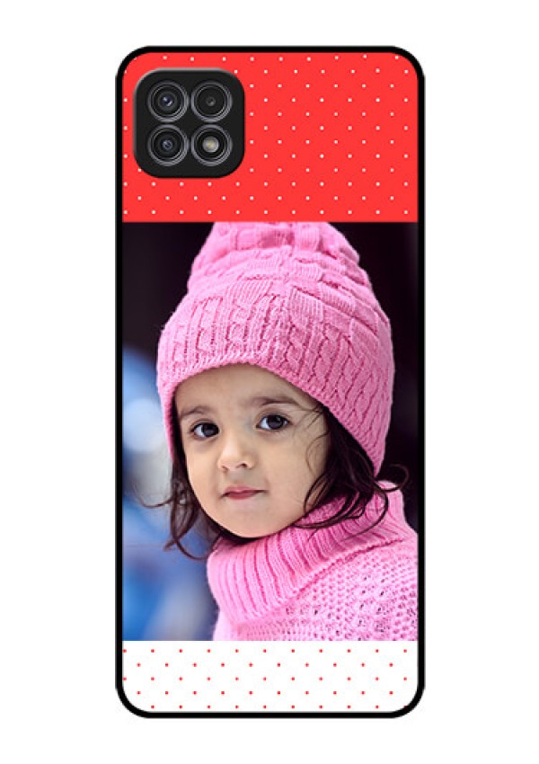 Galaxy A22 5G Photo Printing on Glass Case - Red Pattern Design