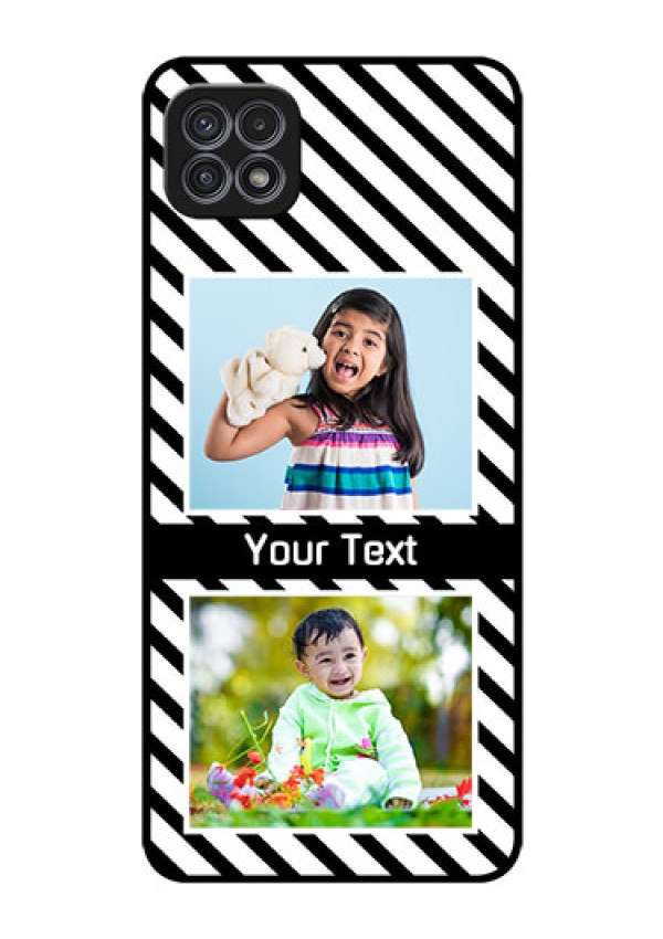 Galaxy A22 5G Photo Printing on Glass Case - Black And White Stripes Design