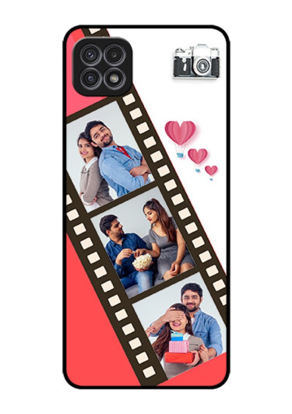 Galaxy A22 5G Personalized Glass Phone Case - 3 Image Holder with Film Reel