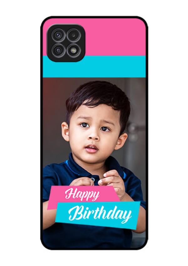 Galaxy A22 5G Personalized Glass Phone Case - Image Holder with 2 Color Design