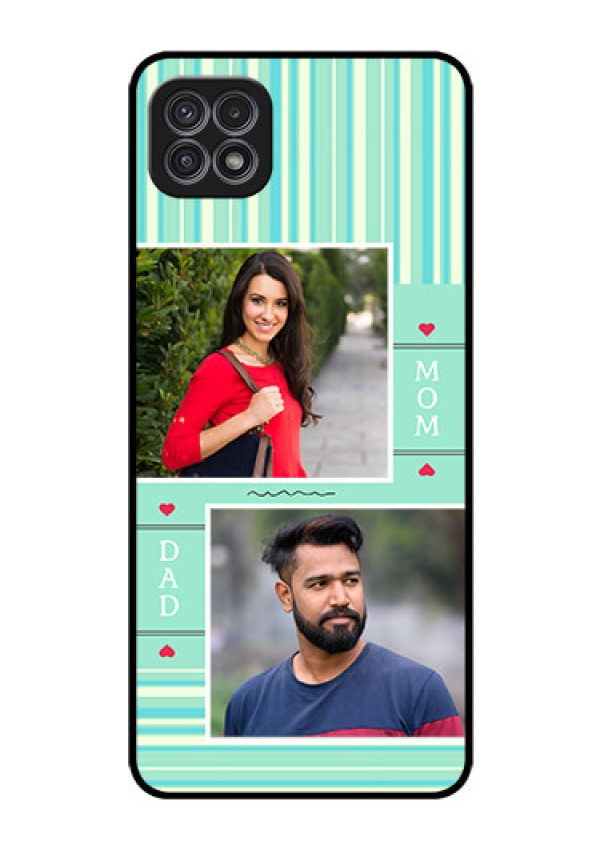 Galaxy A22 5G Custom Glass Phone Case - Mom & Dad Pic Design