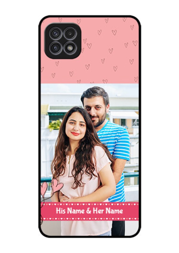 Galaxy A22 5G Personalized Glass Phone Case - Love Design Peach Color