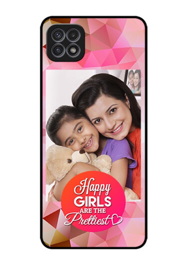 Galaxy A22 5G Photo Printing on Glass Case - Abstract Triangle Design