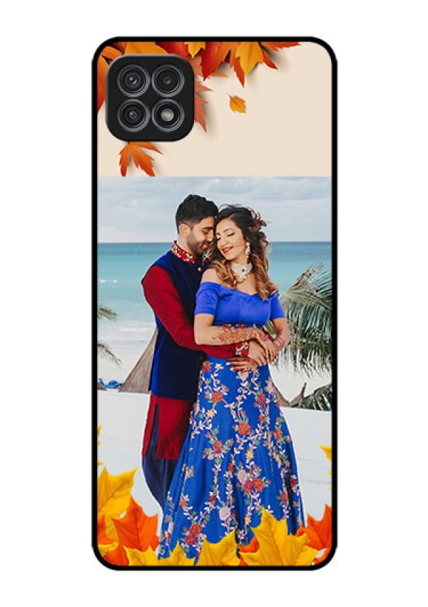Galaxy A22 5G Photo Printing on Glass Case - Autumn Maple Leaves Design