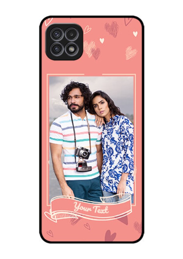 Galaxy A22 5G Custom Glass Phone Case - Love doodle art Design