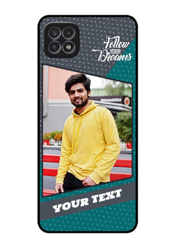 Galaxy A22 5G Personalized Glass Phone Case - Background Pattern Design with Quote