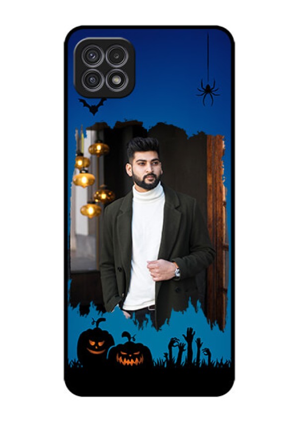 Galaxy A22 5G Photo Printing on Glass Case - with pro Halloween design 