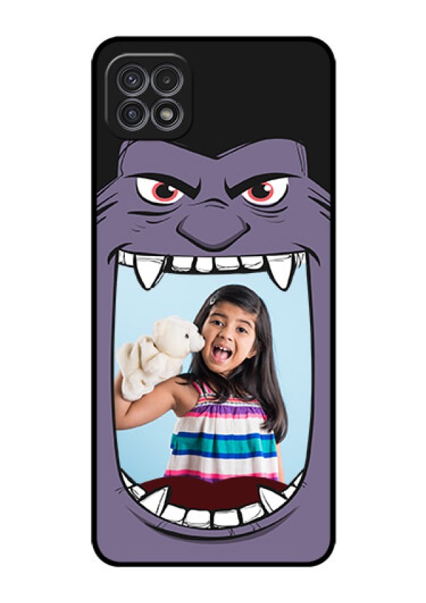 Galaxy A22 5G Custom Glass Phone Case - Angry Monster Design