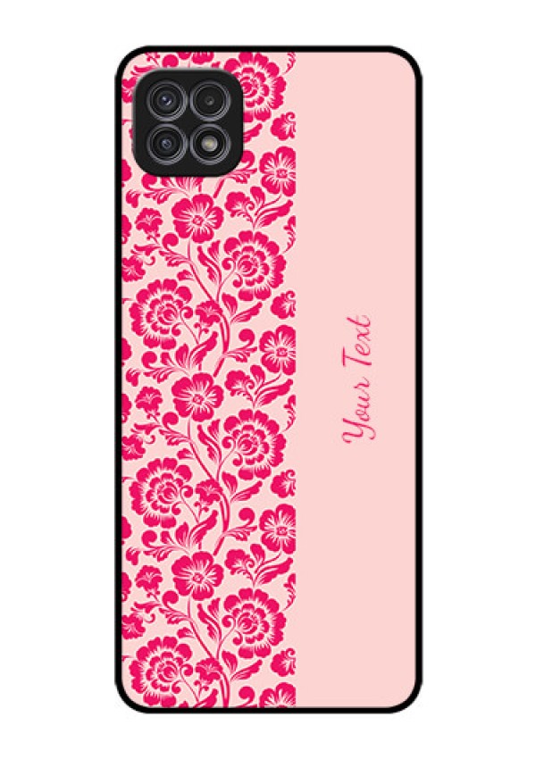 Galaxy A22 5G Custom Glass Phone Case - Attractive Floral Pattern Design