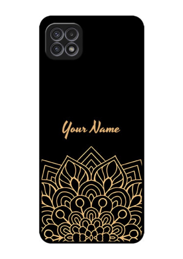 Galaxy A22 5G Custom Glass Phone Case - Golden mandala Design