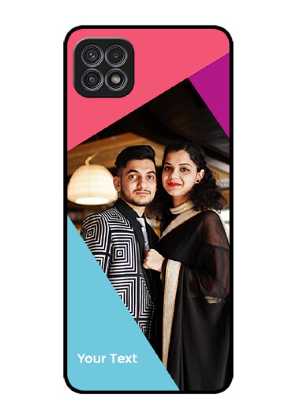 Galaxy A22 5G Custom Glass Mobile Case - Stacked Triple colour Design