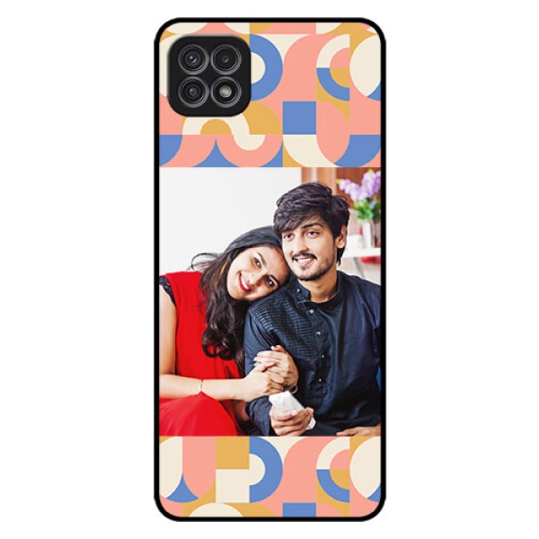 Galaxy A22 5G Photo Printing on Glass Case - Semi-circle Maze Pattern Design