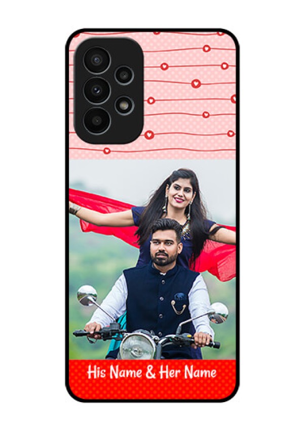 Galaxy A23 4G Personalized Glass Phone Case - Red Pattern Case Design