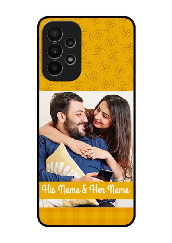 Galaxy A23 4G Custom Glass Mobile Case - Yellow Floral Design