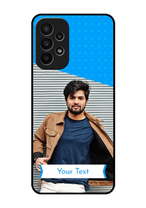 Galaxy A23 4G Photo Printing on Glass Case - Simple Blue Color Design