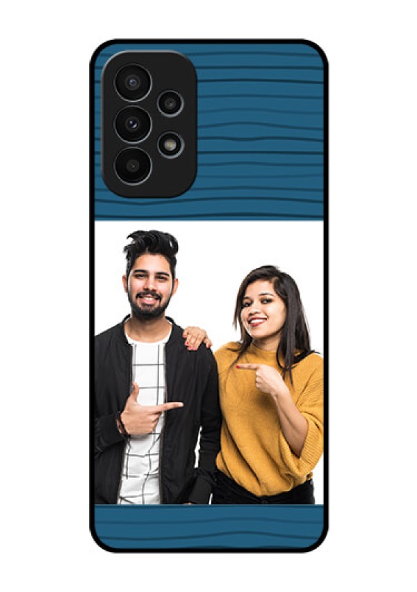 Galaxy A23 4G Custom Glass Phone Case - Blue Pattern Cover Design