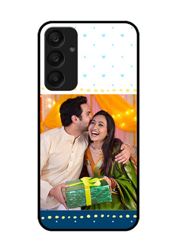 Samsung Galaxy A25 5G Custom Glass Phone Case - White And Blue Abstract Design