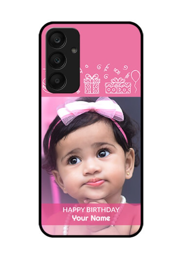 Samsung Galaxy A25 5G Custom Glass Phone Case - With Birthday Line Art Design