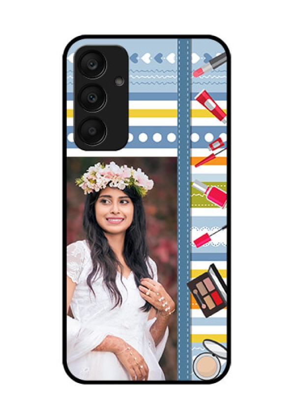Samsung Galaxy A25 5G Custom Glass Phone Case - Makeup Icons Design