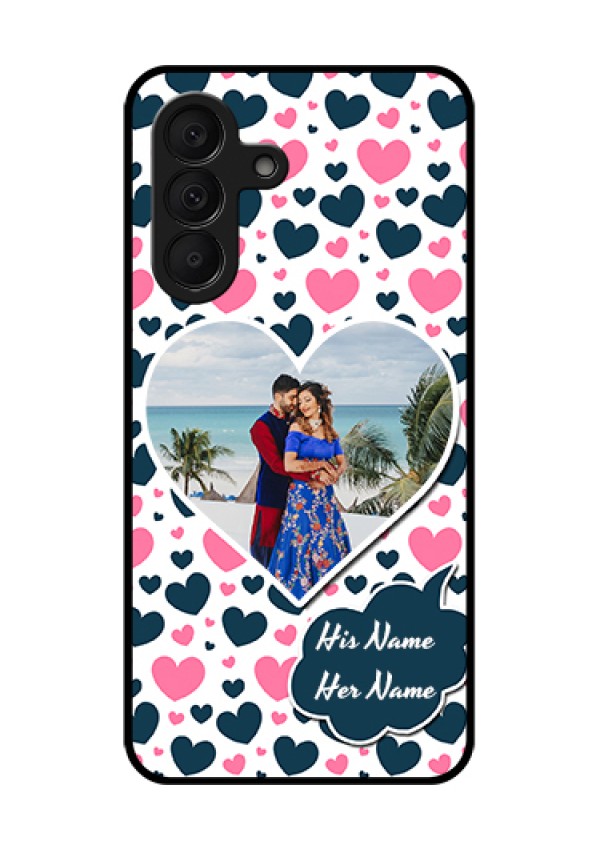 Samsung Galaxy A27 5G Custom Glass Phone Case - Pink & Blue Heart Design