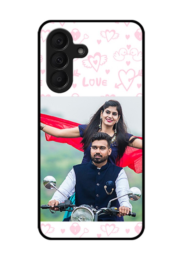 Samsung Galaxy A27 5G Custom Glass Phone Case - Pink Flying Heart Design