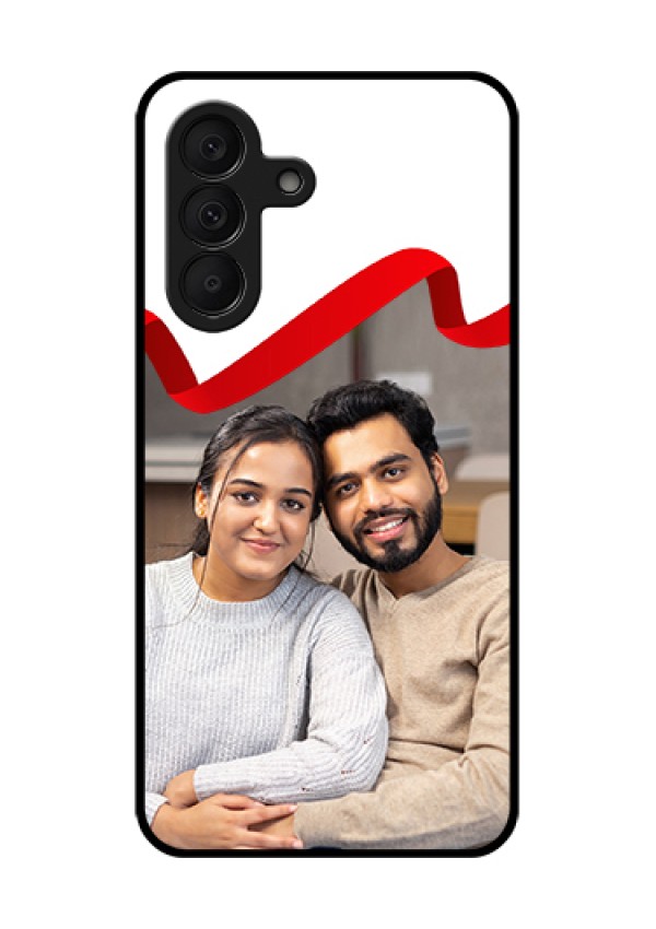 Samsung Galaxy A27 5G Custom Glass Phone Case - Red Ribbon Frame Design