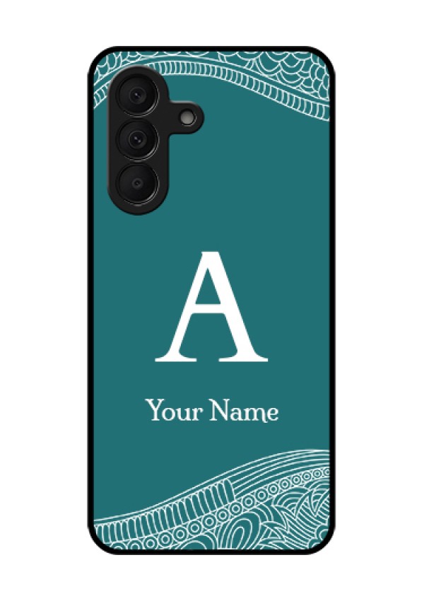 Samsung Galaxy A27 5G Custom Glass Phone Case - Line Art Pattern With Custom Name Design