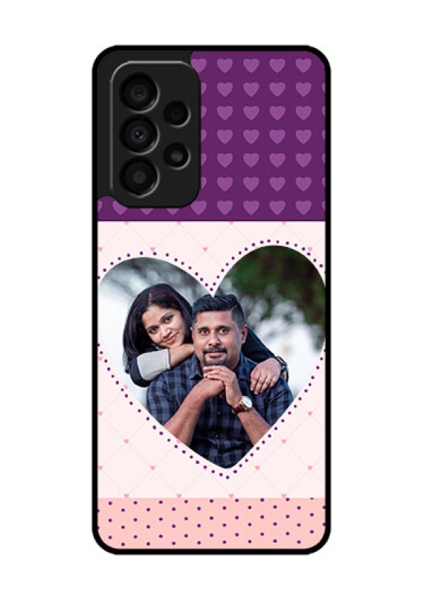 Galaxy A33 5G Custom Glass Phone Case - Violet Love Dots Design