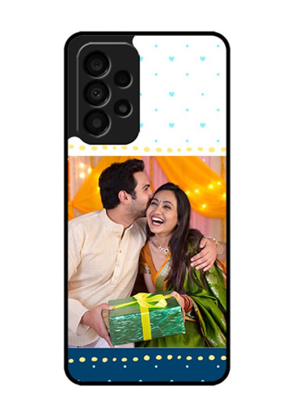 Galaxy A33 5G Personalized Glass Phone Case - White and Blue Abstract Design