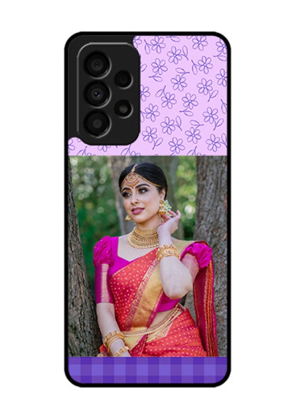 Galaxy A33 5G Custom Glass Phone Case - Purple Floral Design