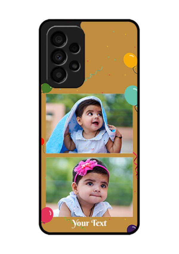 Galaxy A33 5G Personalized Glass Phone Case - Image Holder with Birthday Celebrations Design