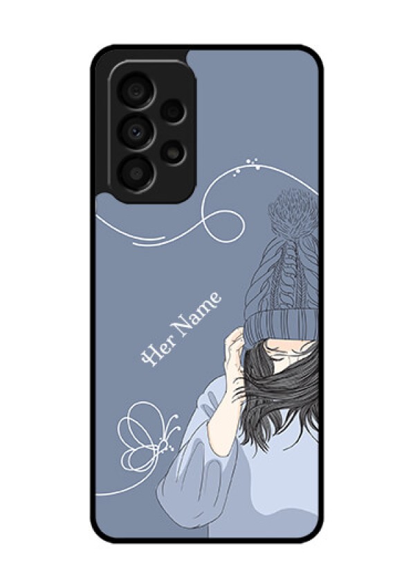 Galaxy A33 5G Custom Glass Mobile Case - Girl in winter outfit Design