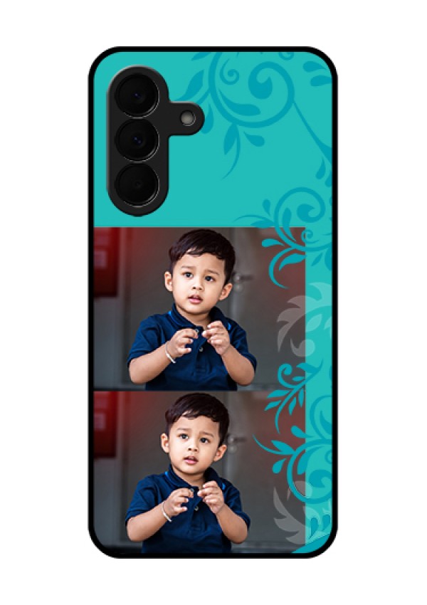 Samsung Galaxy A37 5G Custom Glass Phone Case - With Photo And Green Floral Design