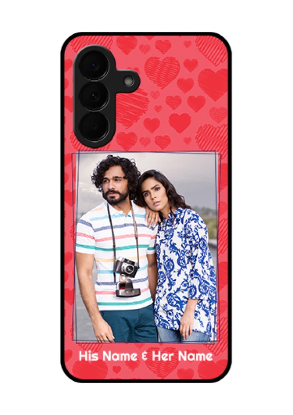 Samsung Galaxy A37 5G Custom Glass Phone Case - With Red Heart Symbols Design