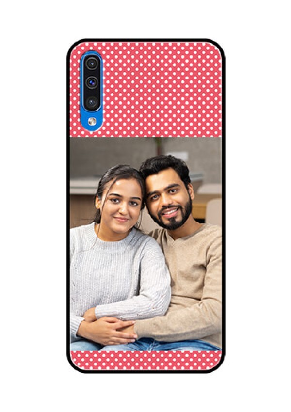 Samsung Galaxy A50 Custom Glass Phone Case  - White Dotted Design