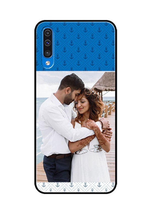Samsung Galaxy A50 Photo Printing on Glass Case  - Blue Anchors Design