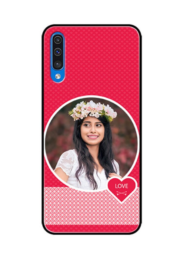 Samsung Galaxy A50 Personalised Glass Phone Case  - Pink Pattern Design