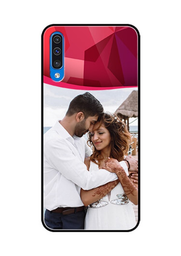Samsung Galaxy A50 Custom Glass Mobile Case  - Red Abstract Design