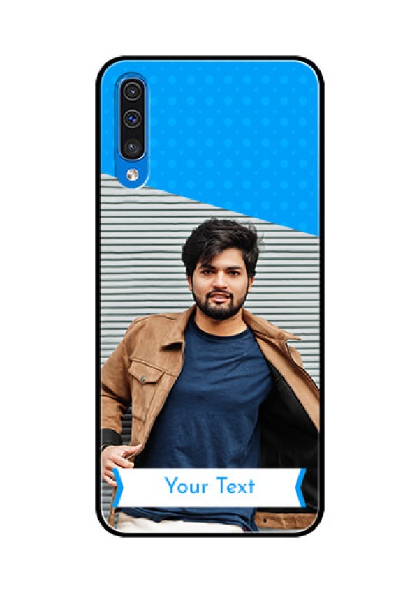 Samsung Galaxy A50 Photo Printing on Glass Case  - Simple Blue Color Design