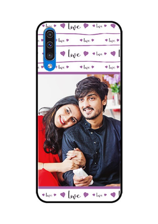 Samsung Galaxy A50 Custom Glass Mobile Case  - Couples Heart Design