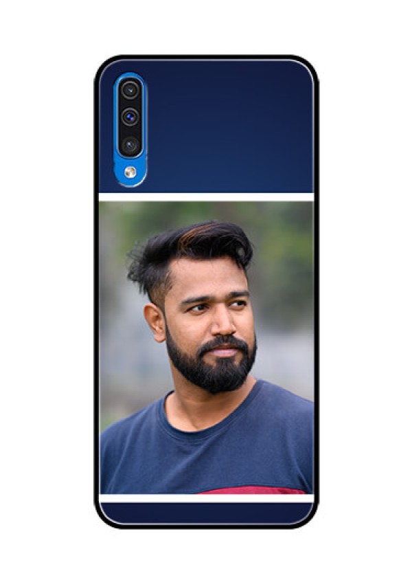 Samsung Galaxy A50 Personalized Glass Phone Case  - Simple Royal Blue Design
