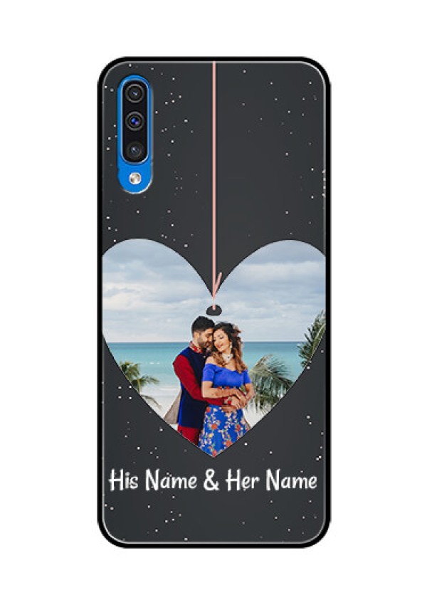 Samsung Galaxy A50 Custom Glass Phone Case  - Hanging Heart Design