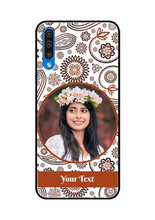 Samsung Galaxy A50 Custom Glass Mobile Case  - Abstract Floral Design 