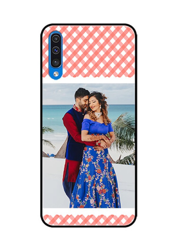 Samsung Galaxy A50 Personalized Glass Phone Case  - Pink Pattern Design