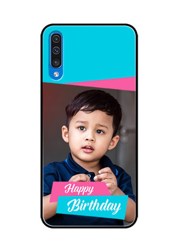 Samsung Galaxy A50 Personalized Glass Phone Case  - Image Holder with 2 Color Design
